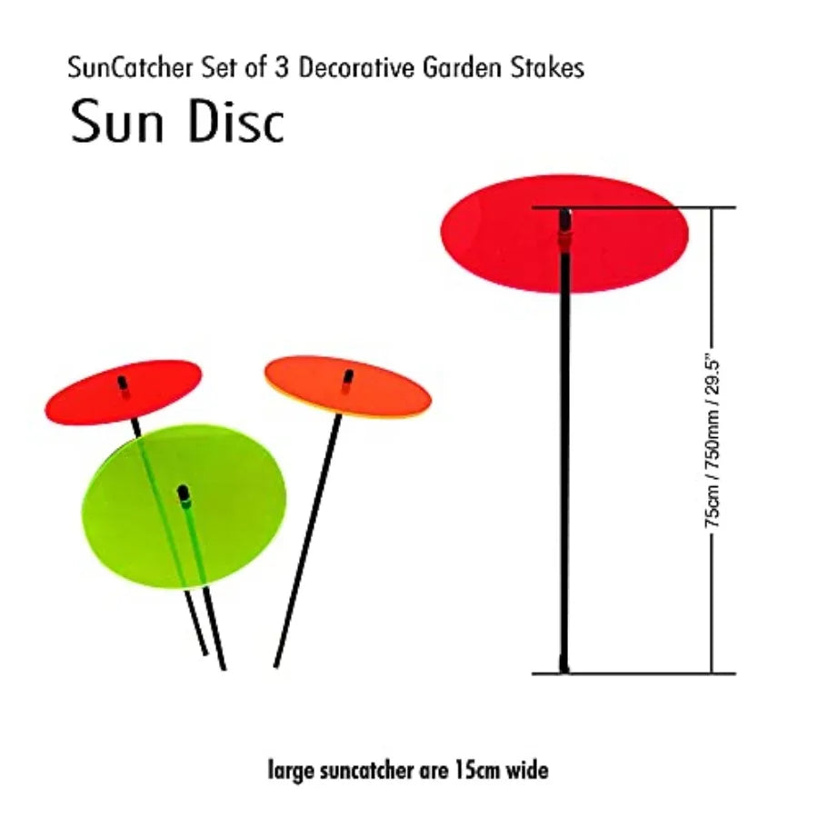 Glowing Sun Discs Garden Stake Set Of Three For Outdoors