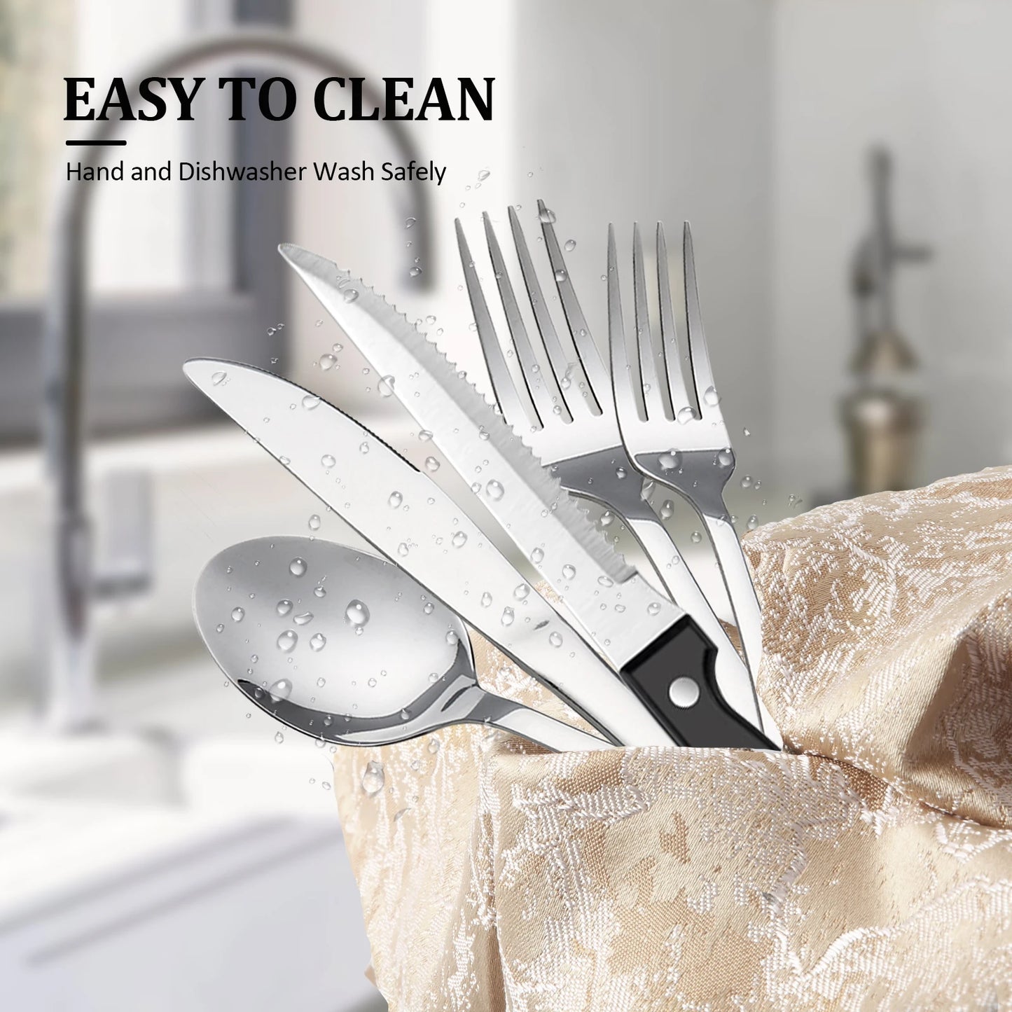 HANSMART Stainless Steel Flatware Set Mirror Polished Dinner Cutlery