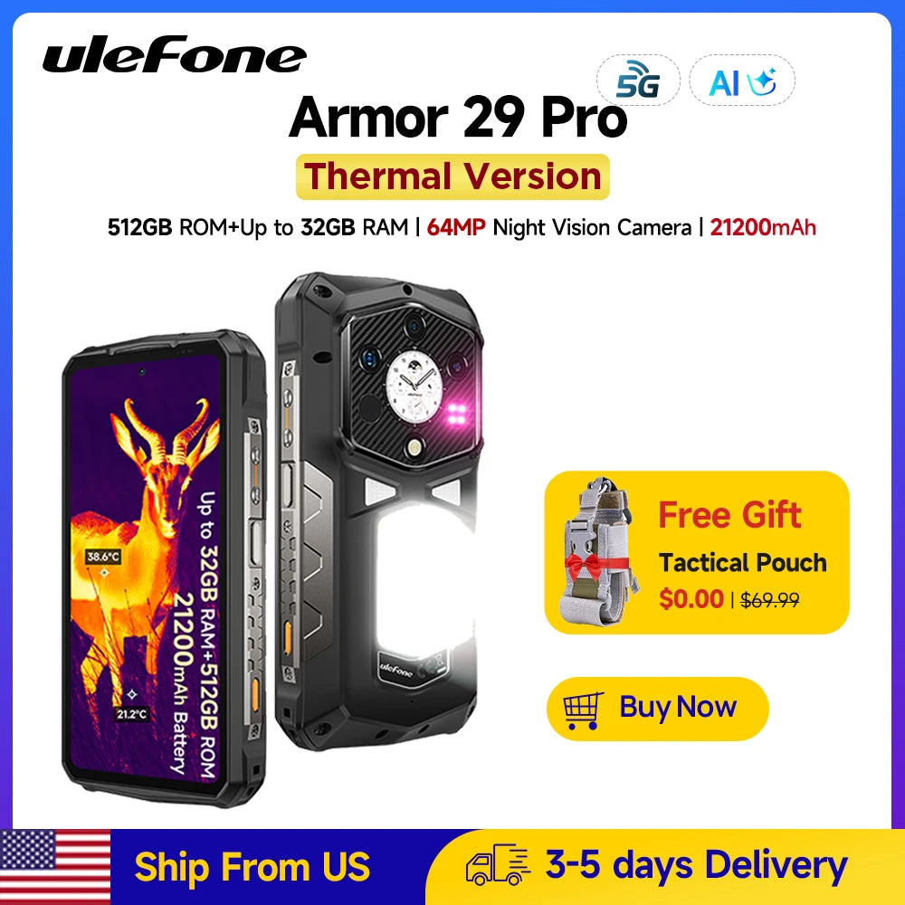 Ulefone Armor 29 Pro Thermal Rugged Smartphone Android 15 5G