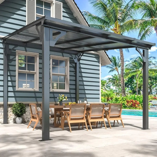 Outdoor Gazebo Pergola With Hardtop For Patio Shade And Rain