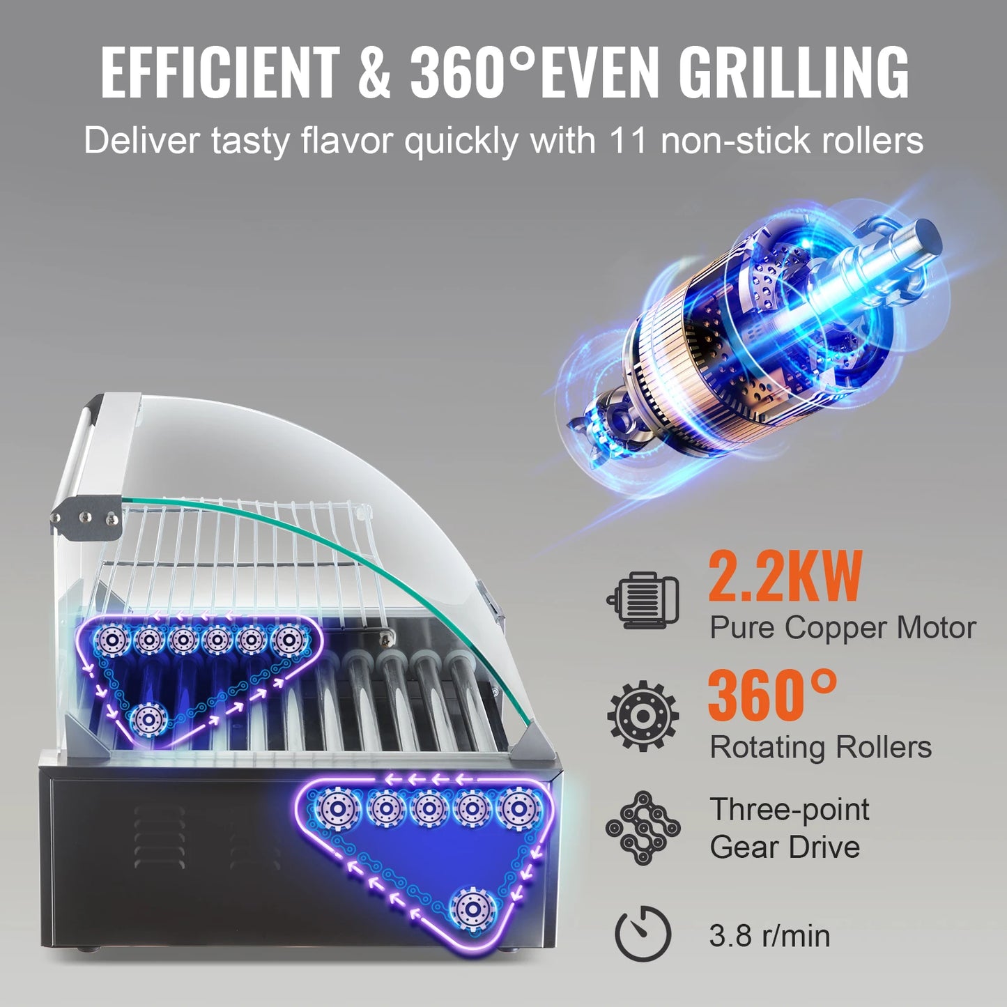 SucceBuy Commercial Hot Dog Roller Sausage Maker Barbecue Grill