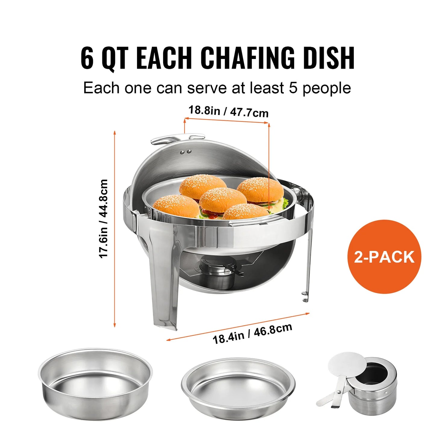 SucceBuy Roll Top Chafing Dish Stainless Steel Buffet Set