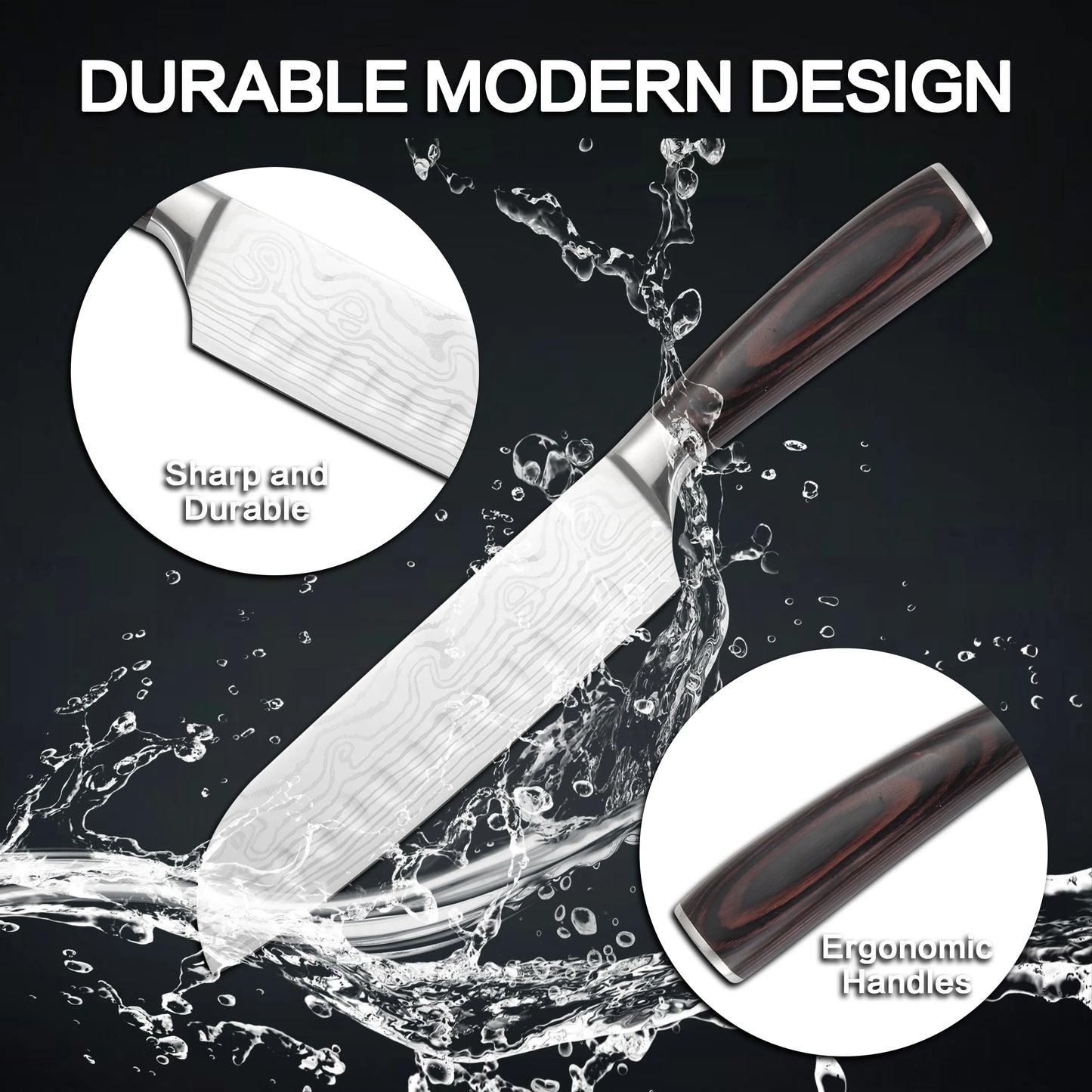 Ultimate 12Pcs Damascus Laser Pattern Kitchen Knife Set