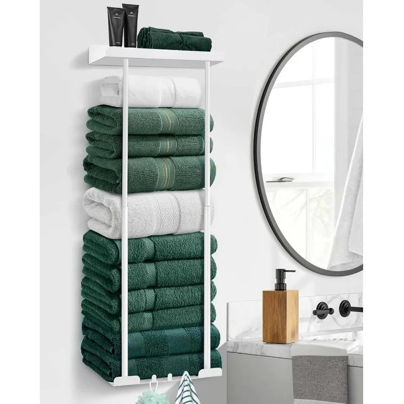 Stainless Steel Double Wall Mounted Towel Rack Bathroom Organizer