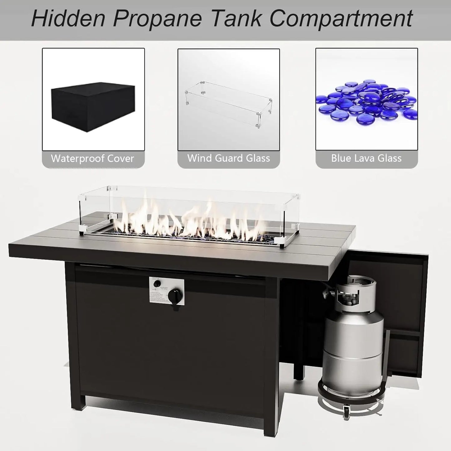XIAOLANG Aluminum Patio Furniture Set With Propane Fire Pit