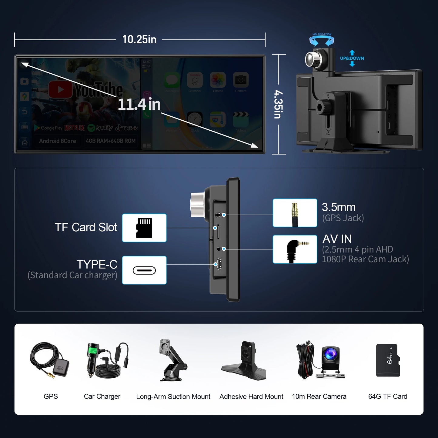 Imagebon Android Dashcam With Wifi CarPlay And Gps Navigation