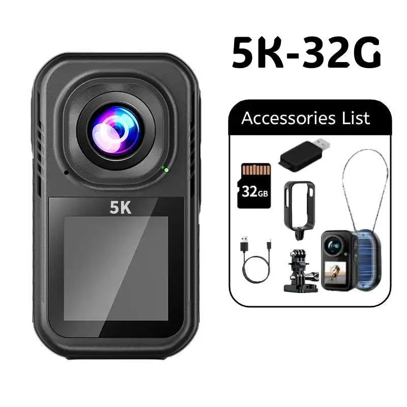 5K HD Action Camera With Wearable Pendant And Dual Screen