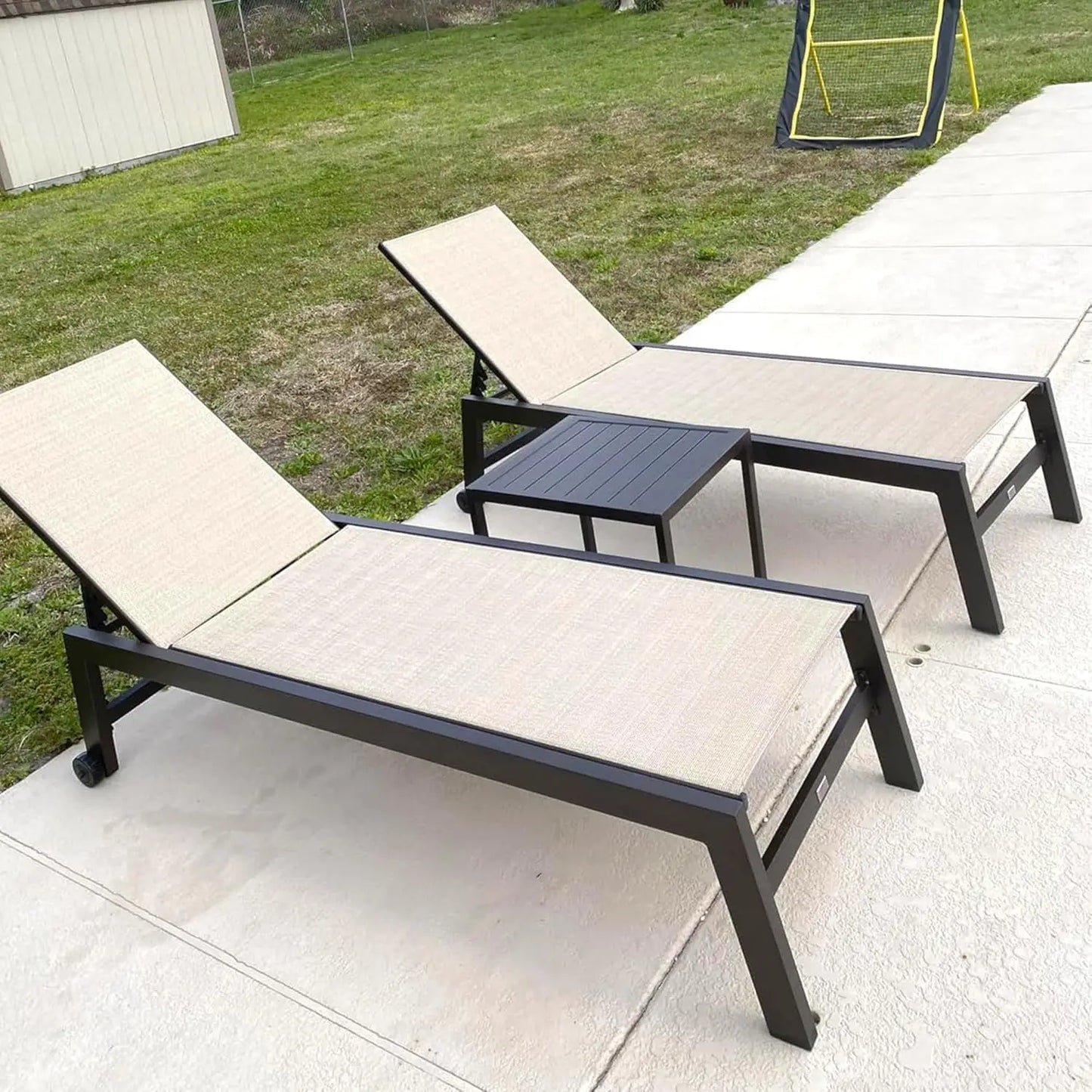 XIAOLANG Outdoor Chaise Lounge Set With Adjustable Backrest And Wheels