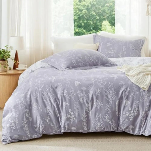 Soft Reversible Botanical Floral Comforter Set With 2 Pillow Shams