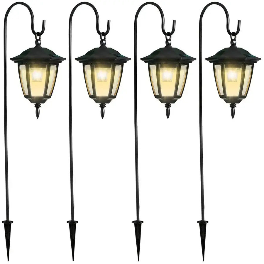 Solar Hanging Lights Outdoor 4 Pack Lanterns With Shepherd Hooks