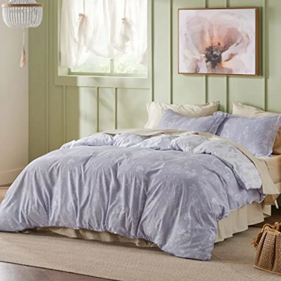 Floral Comforter Set 3 Piece Bedding With Reversible Pillow Shams