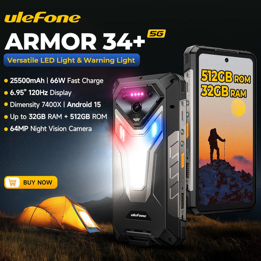 Ulefone Armor 34 Plus Rugged 5G AI Smartphone 64MP Camera
