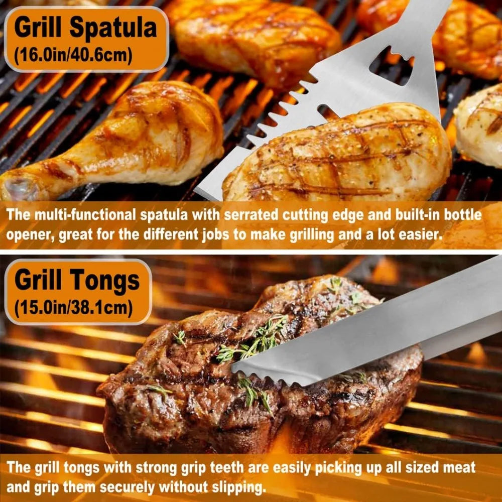 28Pcs BBQ Grilling Accessories Set With Meat Injector Claws