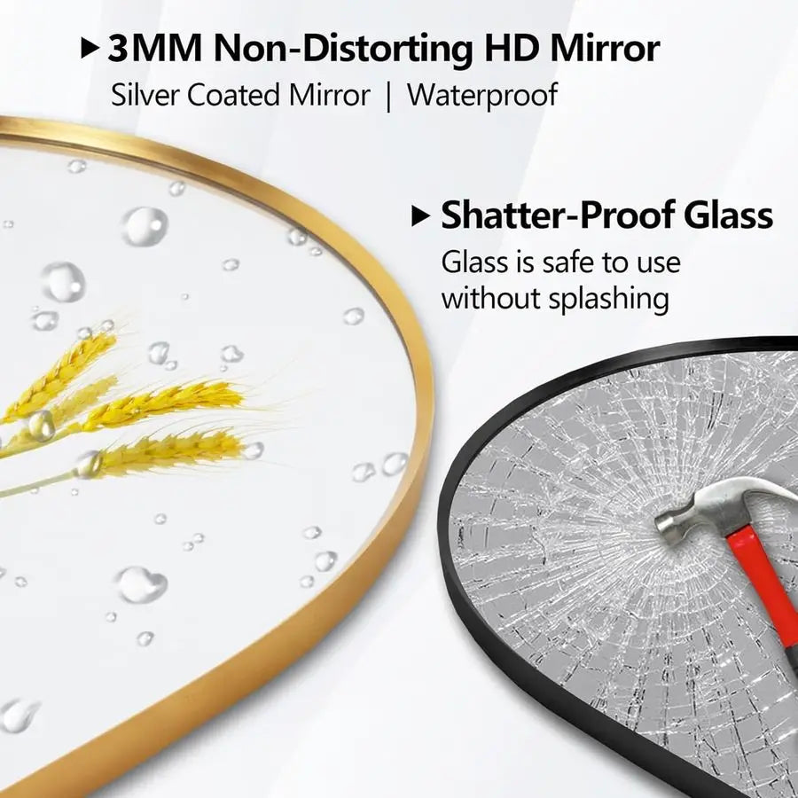 Wall Mounted Mirror With Metal Frame UltraClear ExplosionProof Glass