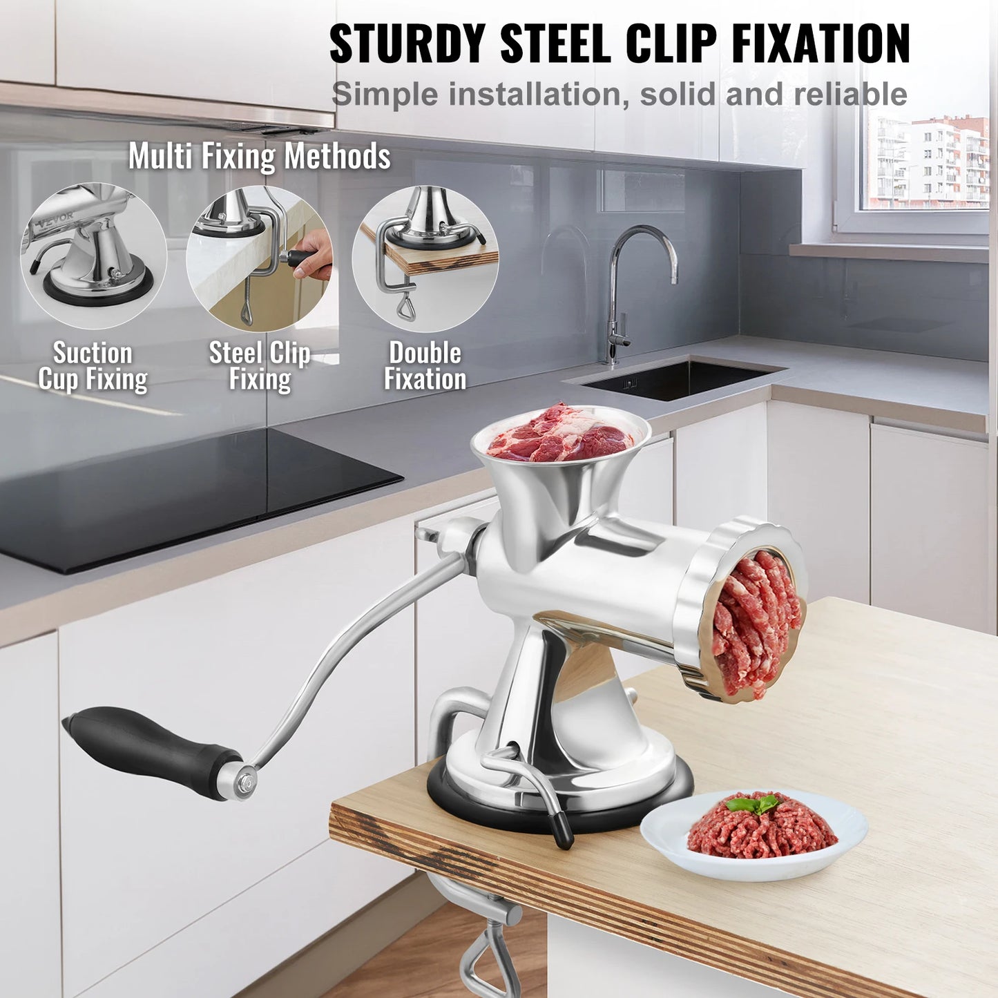 SucceBuy Manual Meat Grinder 304 Stainless Steel With Suction Cup Sausage Maker