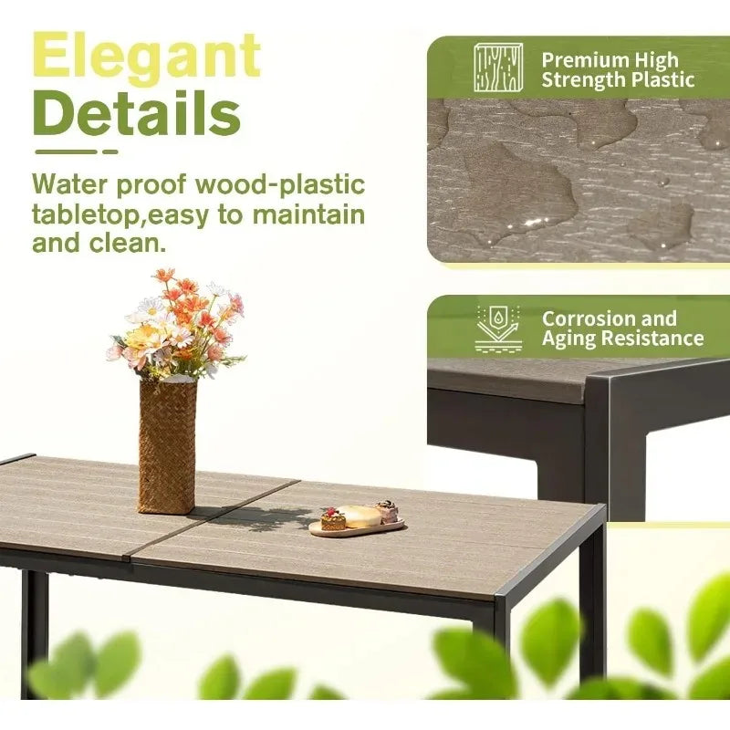Patio Dining Set 7 Pieces Large Table And Textilene Chairs