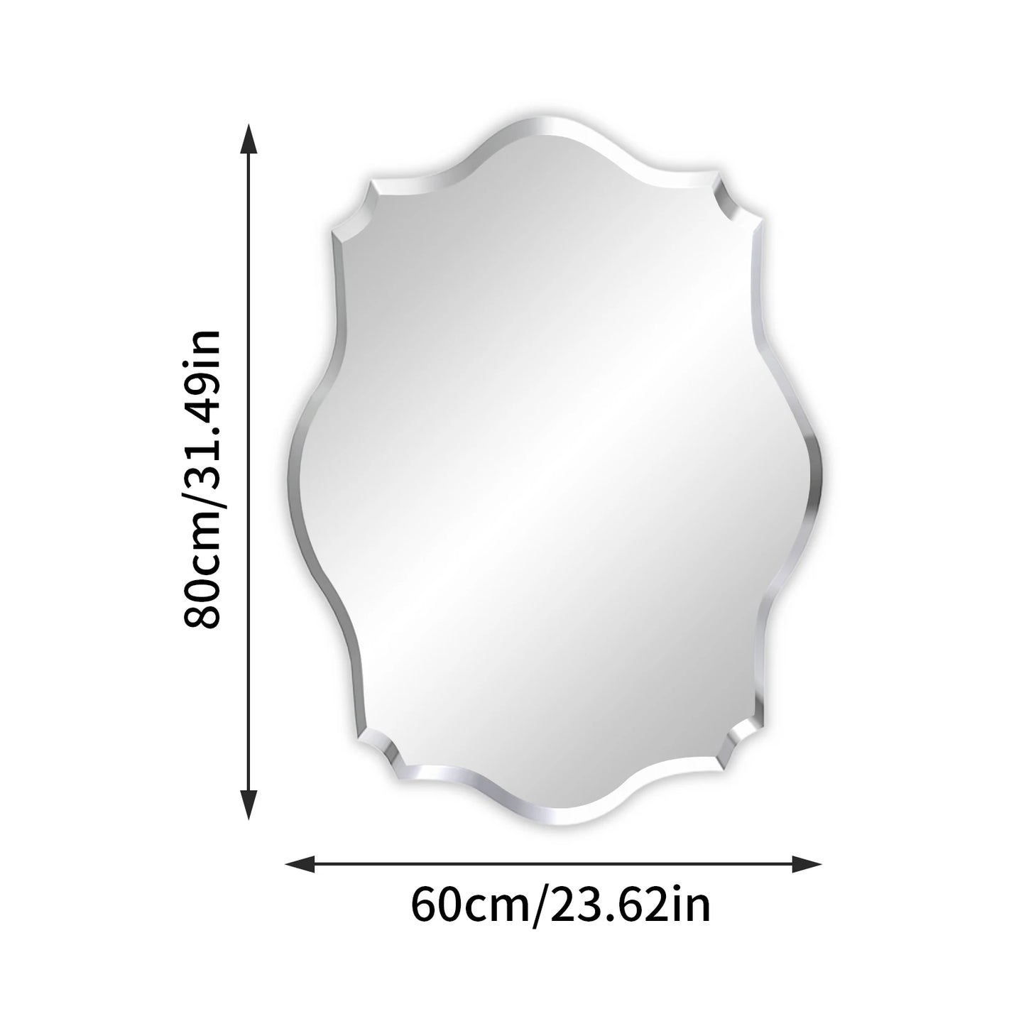 Wisfor Wall Mirror Scalloped Frameless Beveled Edge For Bathroom Vanity