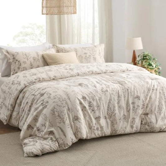 Floral 3 Piece Comforter Set With Reversible Shams