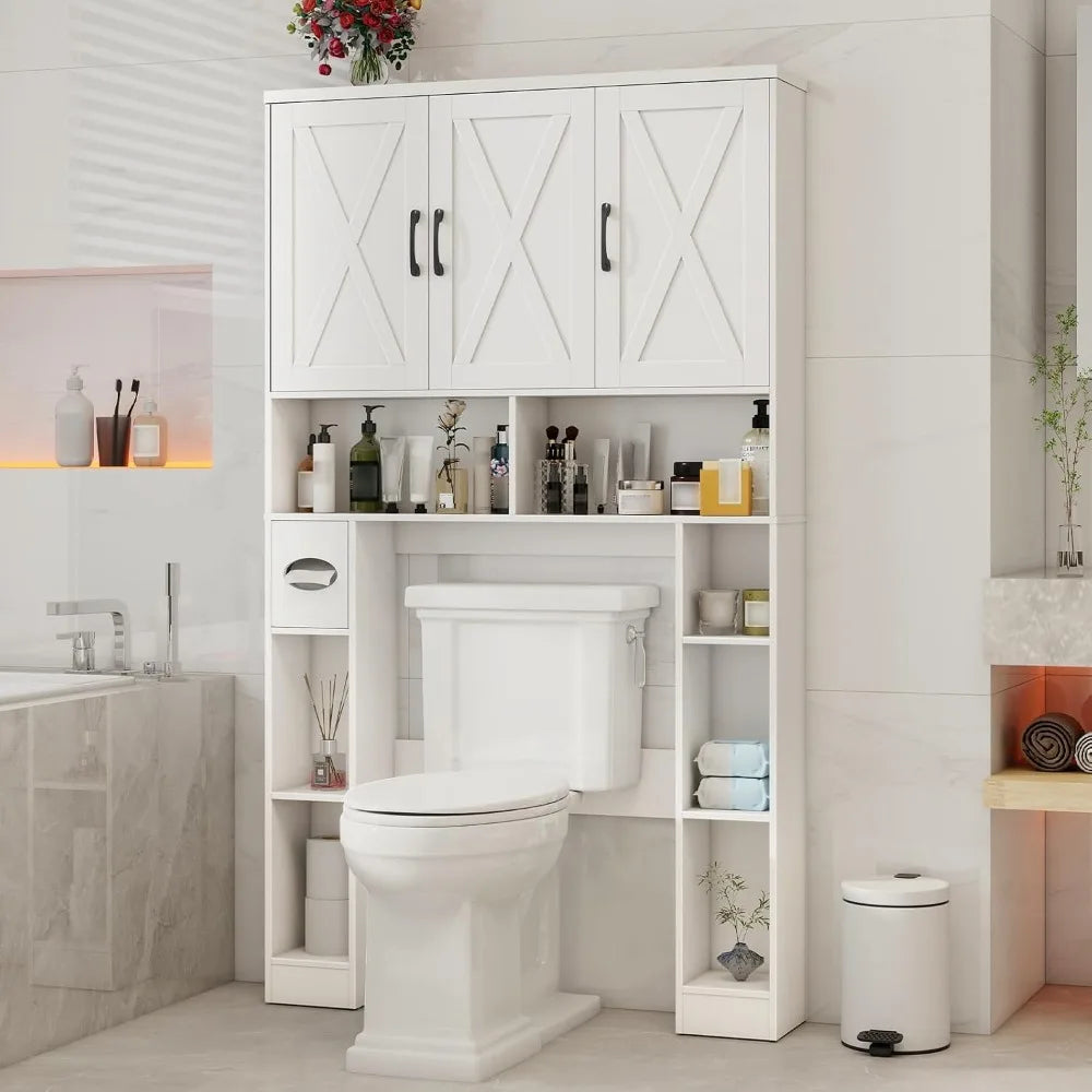 Farmhouse Over Toilet Storage Cabinet With Barn Doors