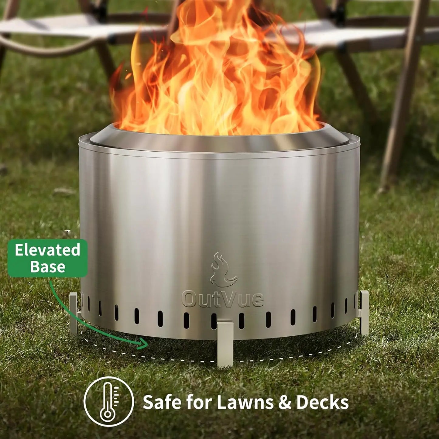Stainless Steel Smokeless Fire Pit For Outdoor Camping Bonfire