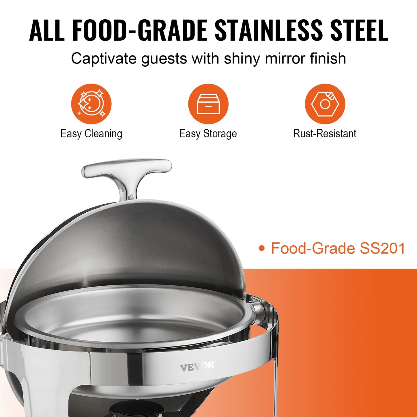 SucceBuy Roll Top Chafing Dish Stainless Steel Buffet Set