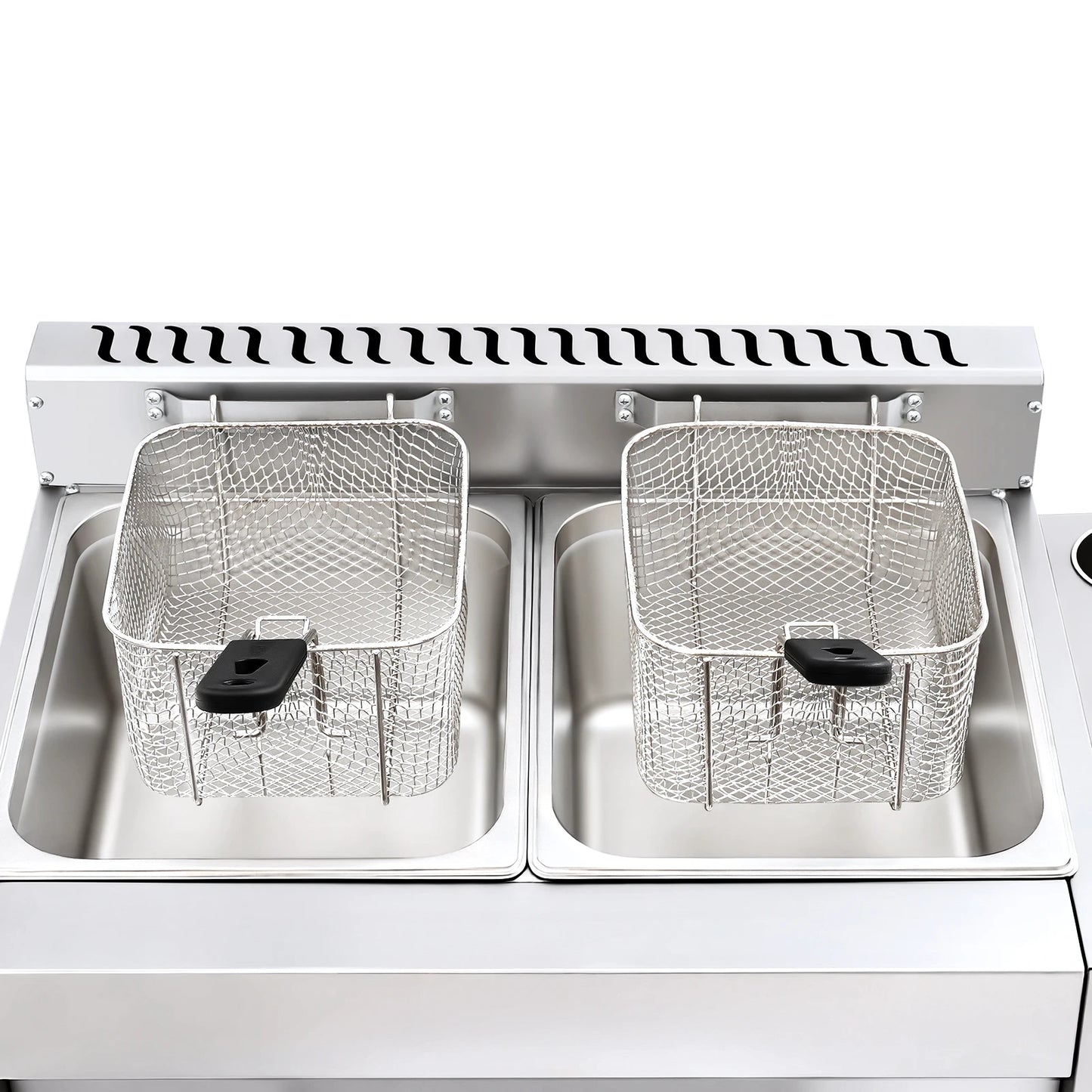Bymaocar Stainless Steel Dual Tank Commercial Deep Fryer Temperature Control