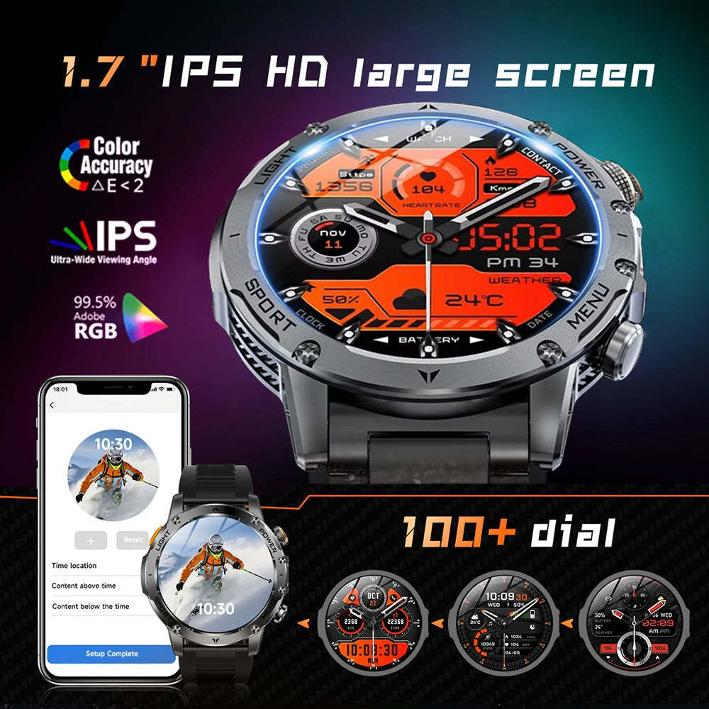 Outdoor Sports Smartwatch With Heart Rate Blood Oxygen IP68 Waterproof