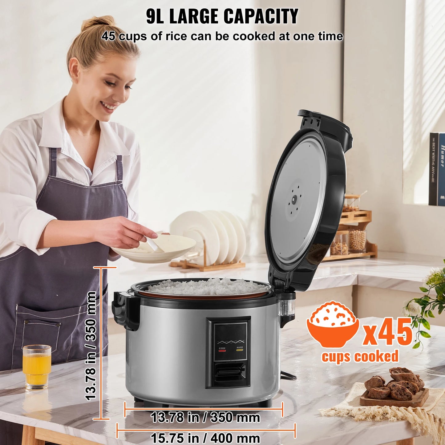 SucceBuy Commercial Rice Cooker Warmer With Nonstick Inner Pot