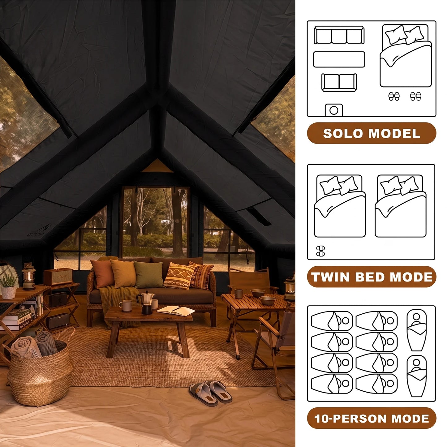 Senleeto Inflatable Family Camping Tent With Rainfly And Stove Jack
