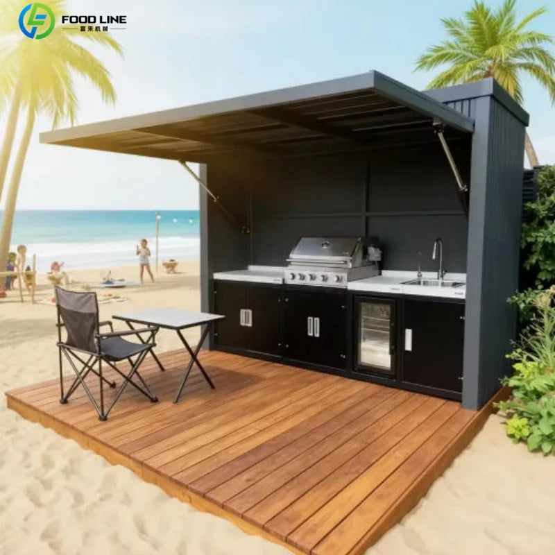 Foodline Stainless Steel Outdoor Kitchen With Sink And Fridge