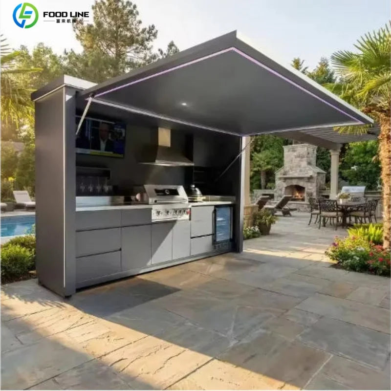 Foodline Stainless Steel Outdoor Kitchen With Sink And Fridge