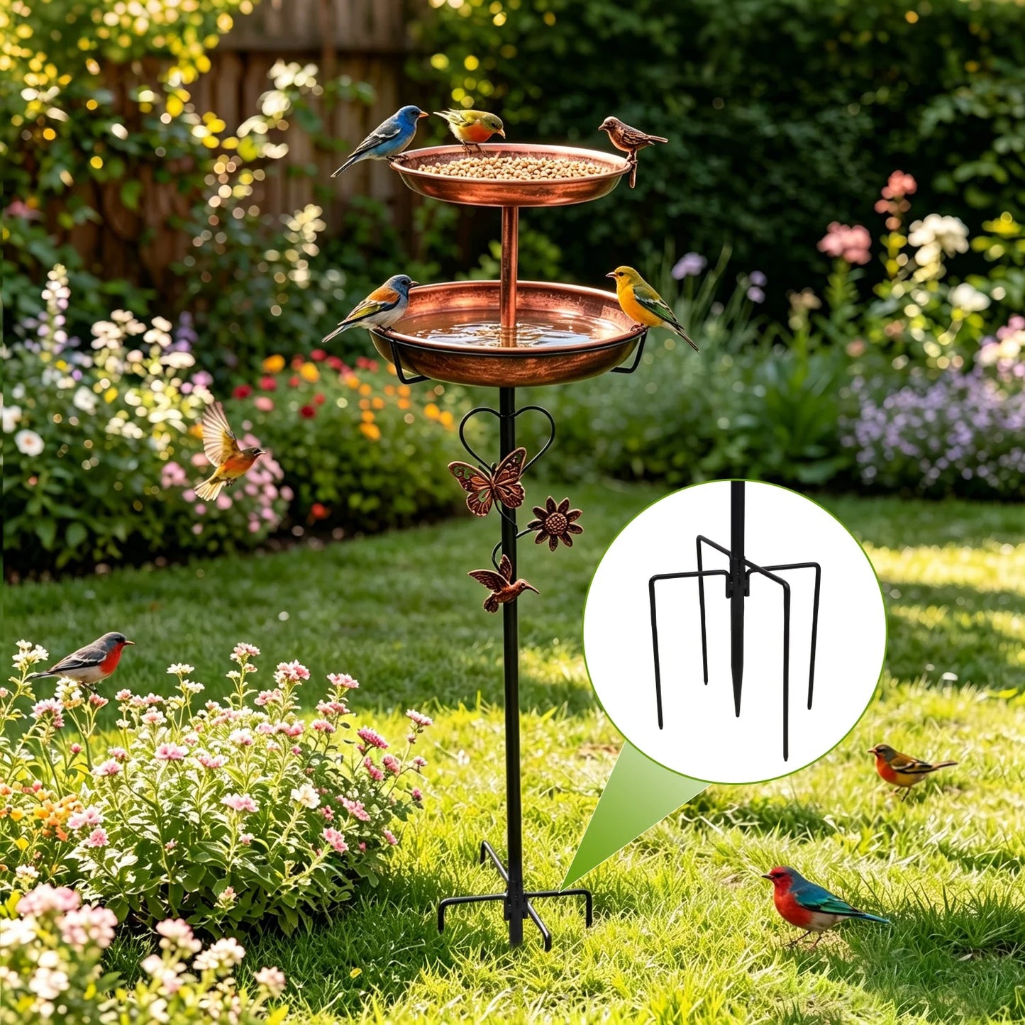 Premium Double Layer Bird Bath Stand For Outdoor Garden Decor