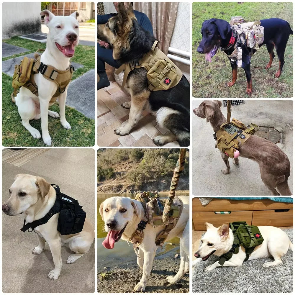 Dog Tactical Bags Set Molle Pouches Belt Attaching On Harness