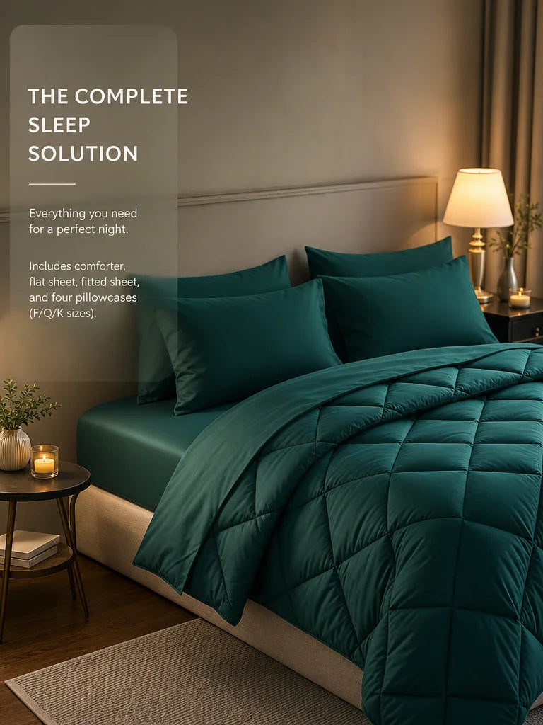 easYum 7 Piece Bedding Set With Comforter Flat And Fitted Sheets Pillowcases