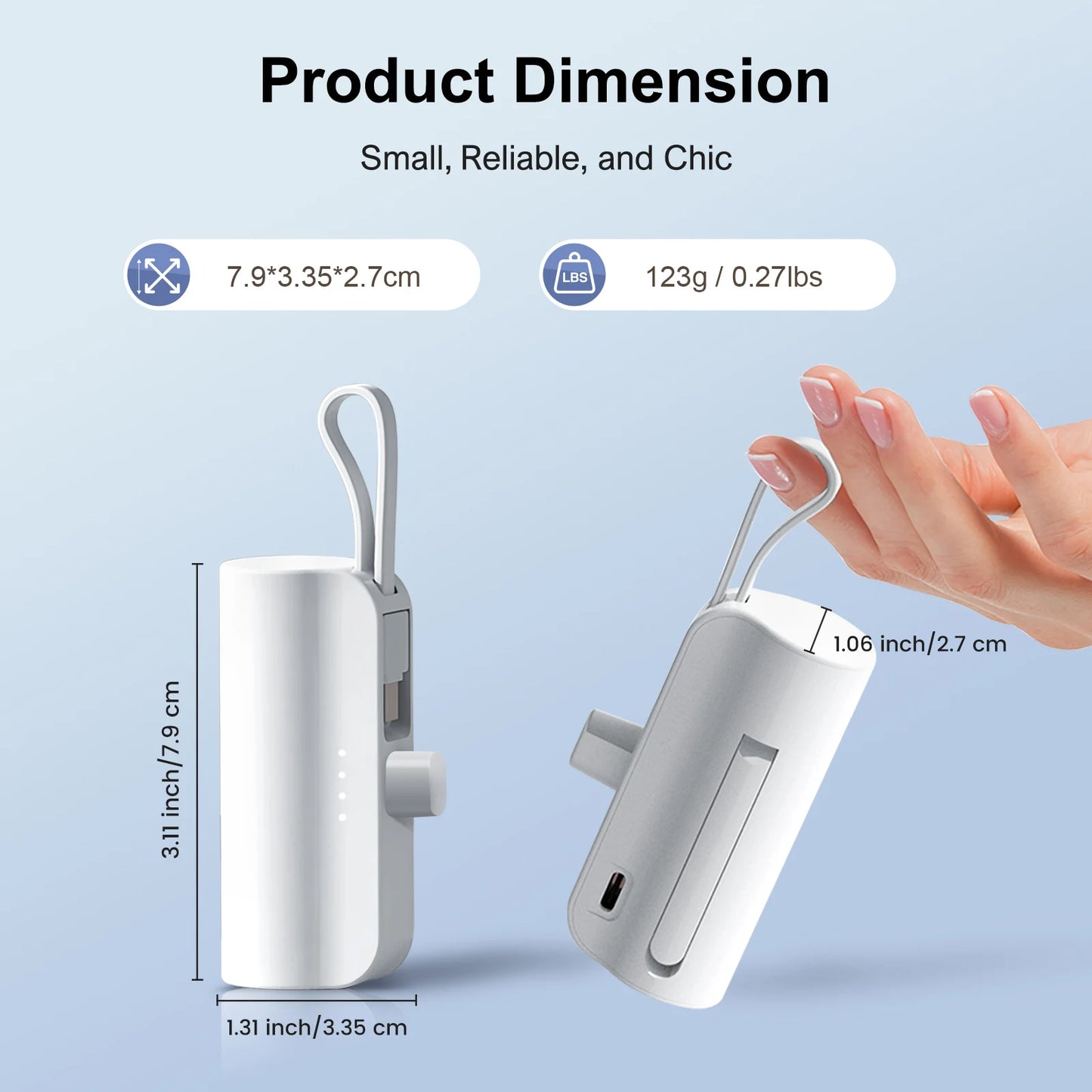 Compact Power Bank 4500mAh Portable Charger With Dual USB C Ports