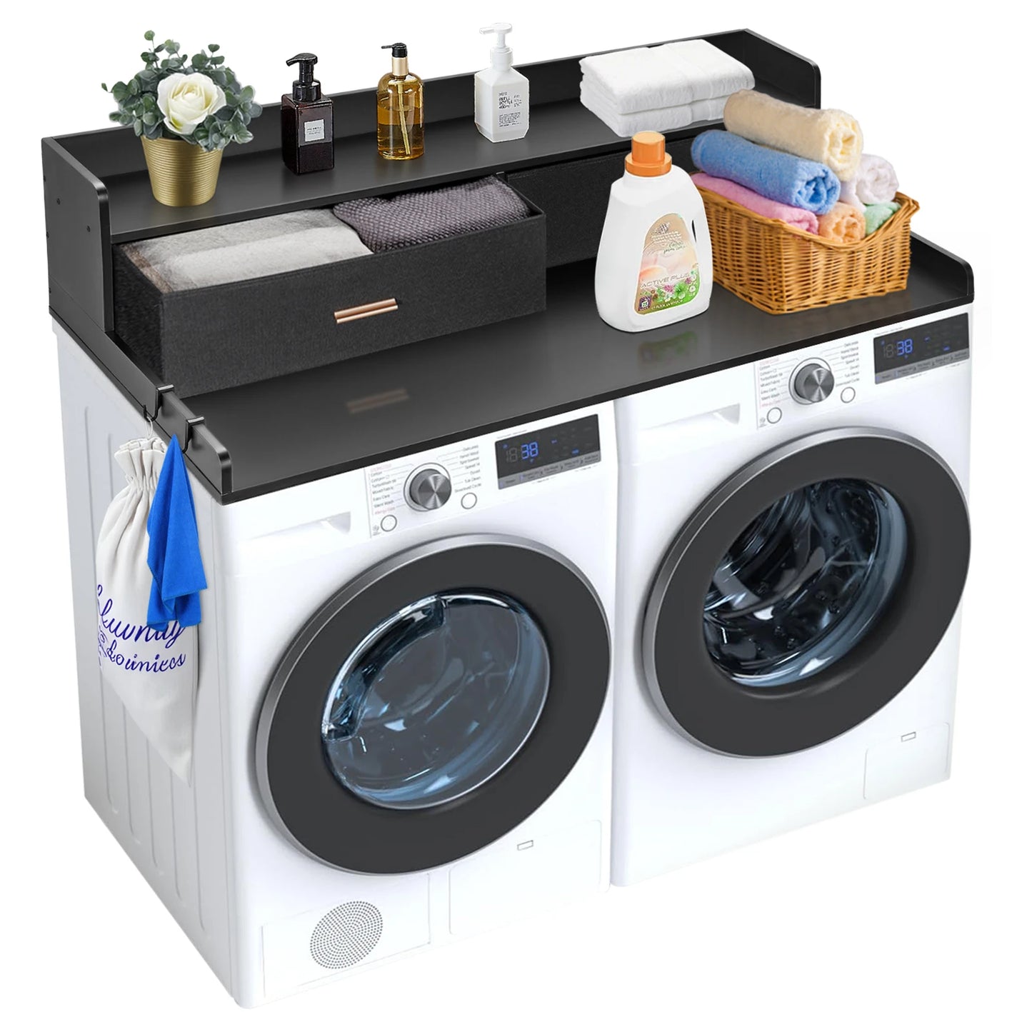 SucceBuy Washer And Dryer Countertop With Drawer Shelf
