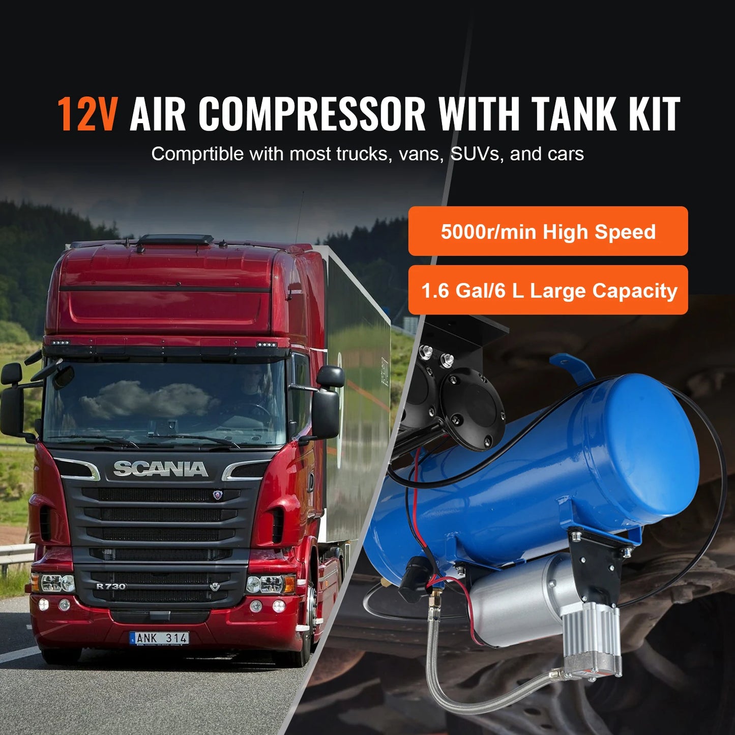 12V Onboard Air Compressor Kit for Train Horns and Tires
