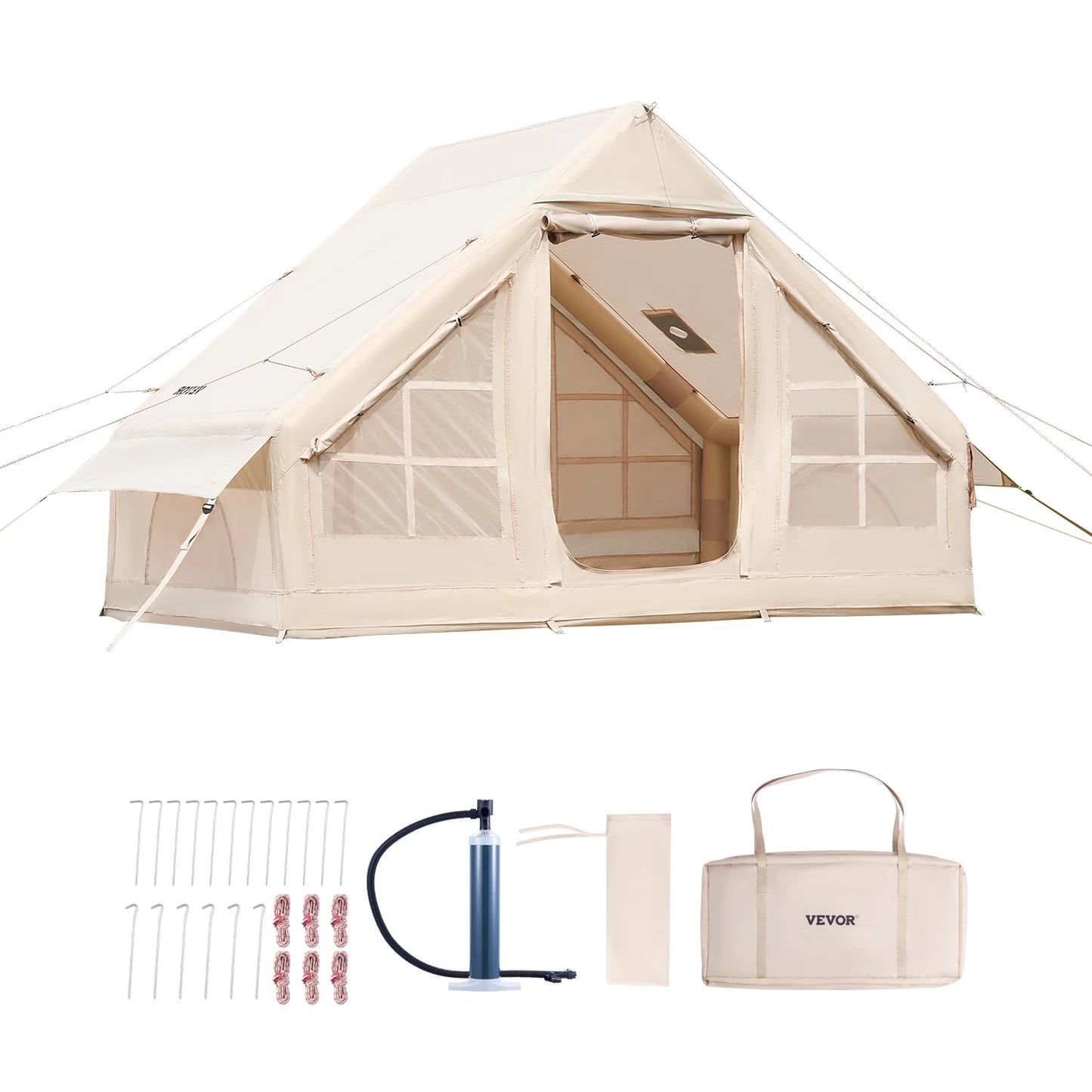 SucceBuy Easy Setup Inflatable Camping Tent With Hand Pump