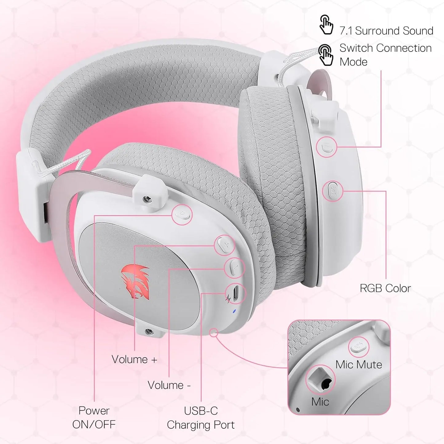 Redragon H510 PRO 7.1 RGB Surround Sound Gaming Headset