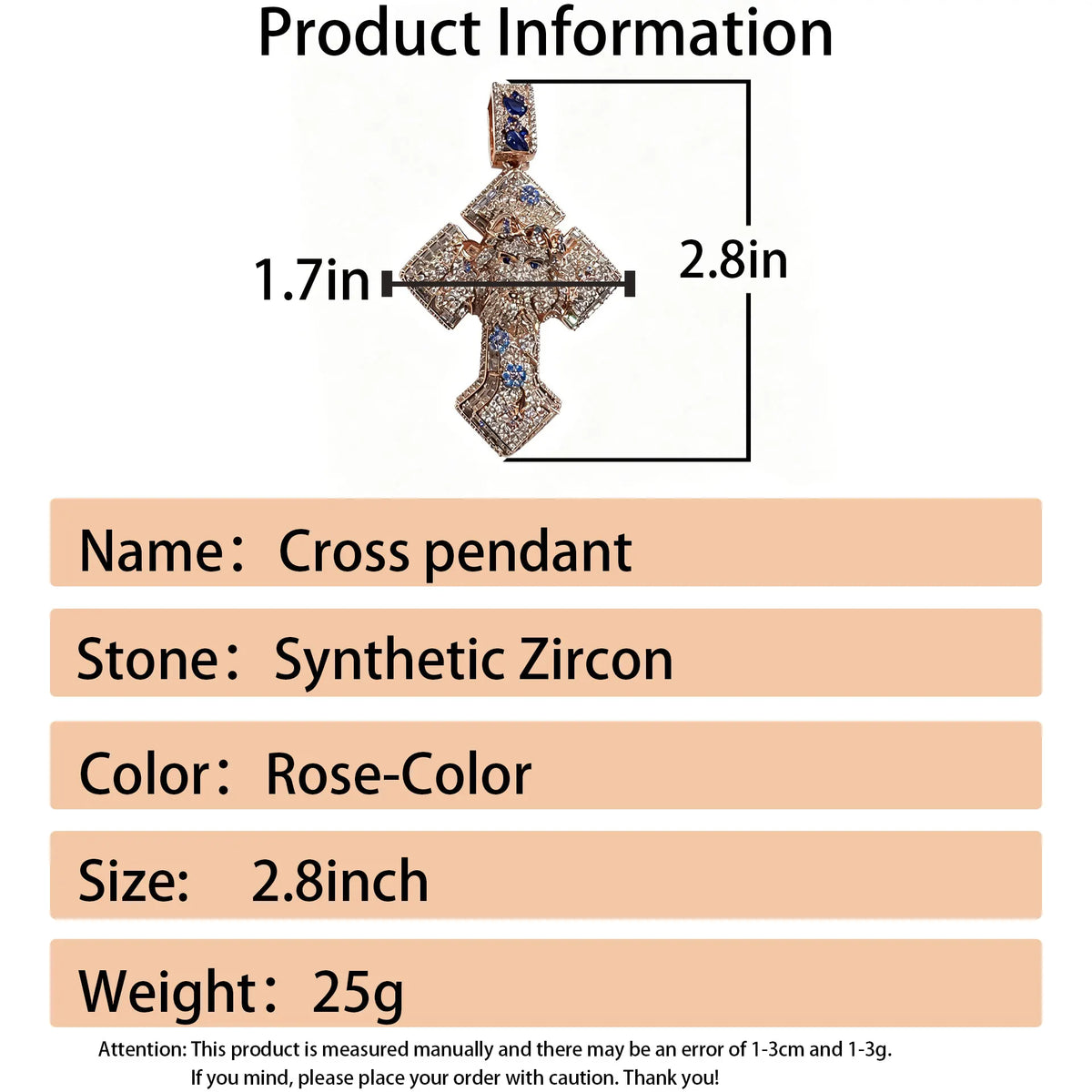 LYEE CYEE Blue Flower Cross Pendant Necklace With Zirconia