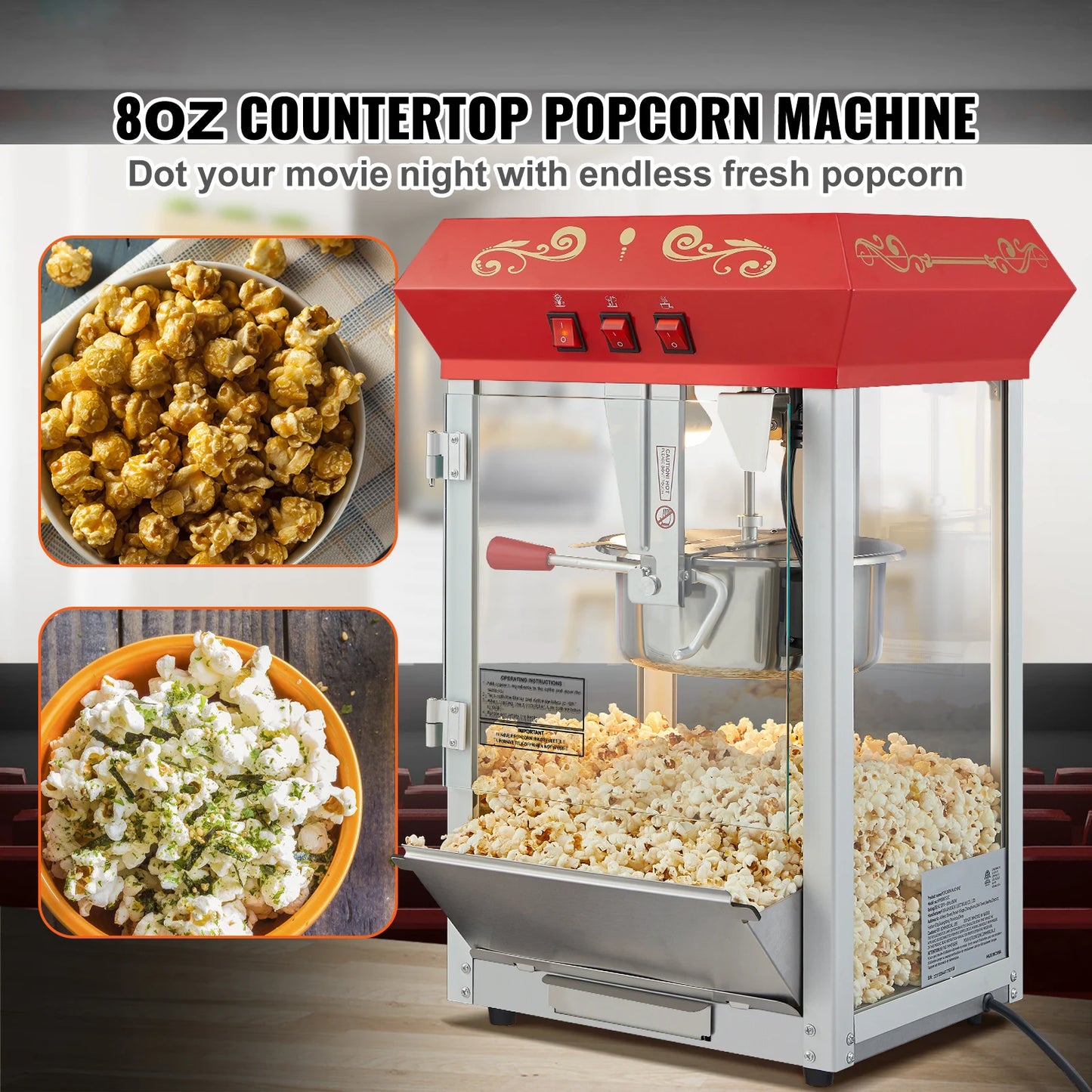 SucceBuy Electric Popcorn Maker Commercial Popper