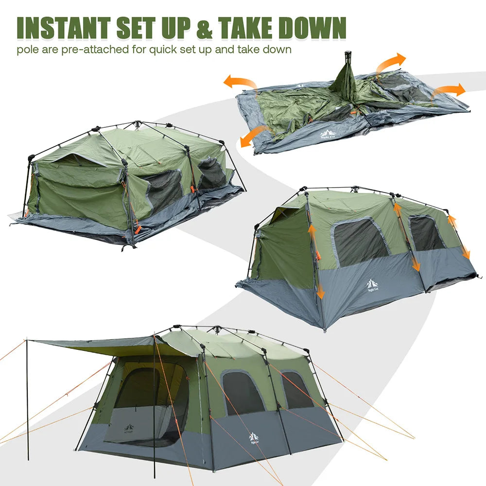 Night Cat Waterproof Instant Cabin Tent With Stove Jack Canopy