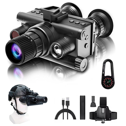 Helmet Mounted 4K Night Vision Goggles with 8X Zoom & Manual Focus -HD Infrared Binoculars for Hunting Camping Surveillance, USB-C Rechargeable (12 Hour Battery Life)