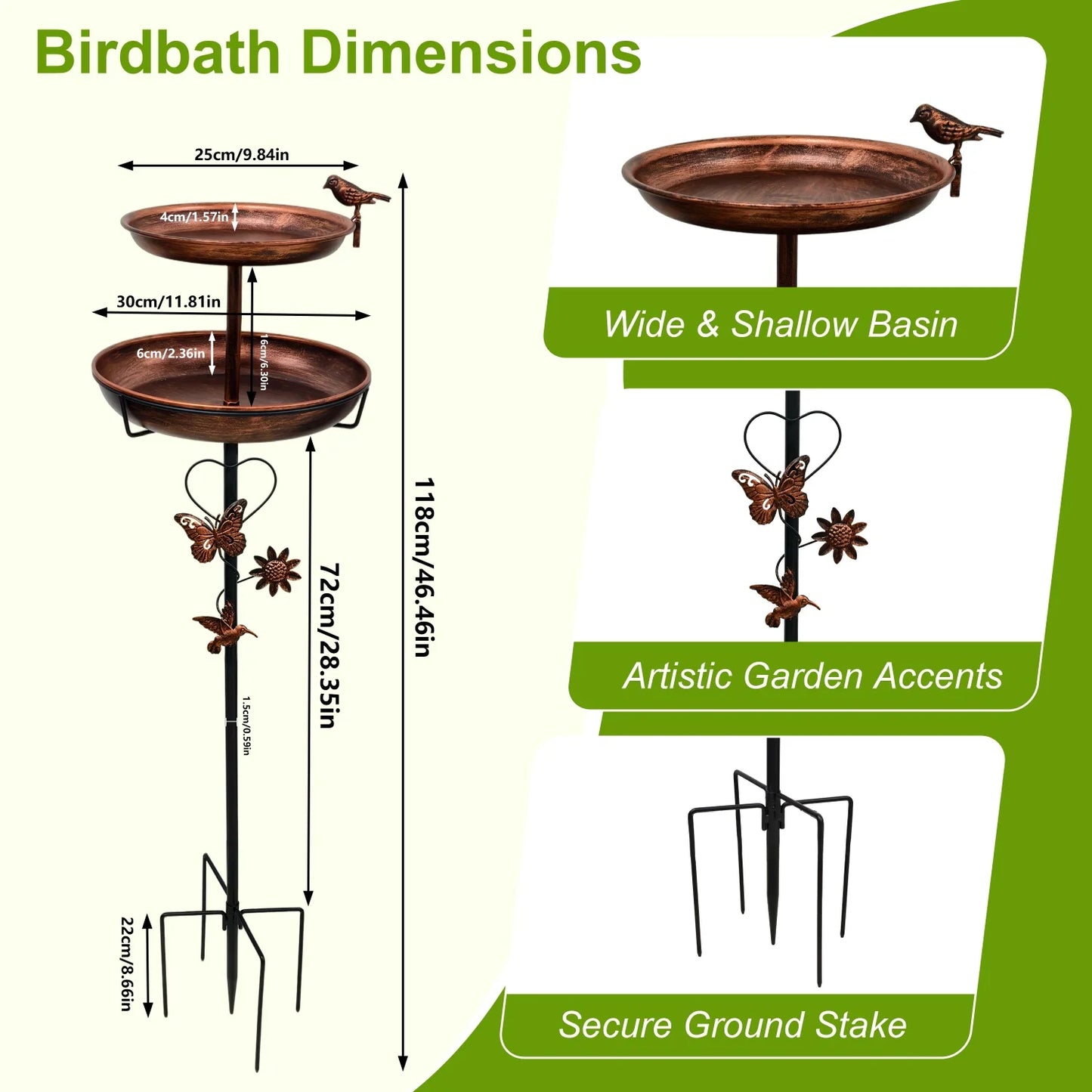 Premium Double Layer Bird Bath Stand For Outdoor Garden Decor