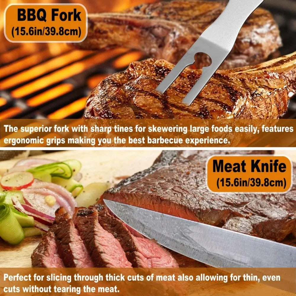 28Pcs BBQ Grilling Accessories Set With Meat Injector Claws