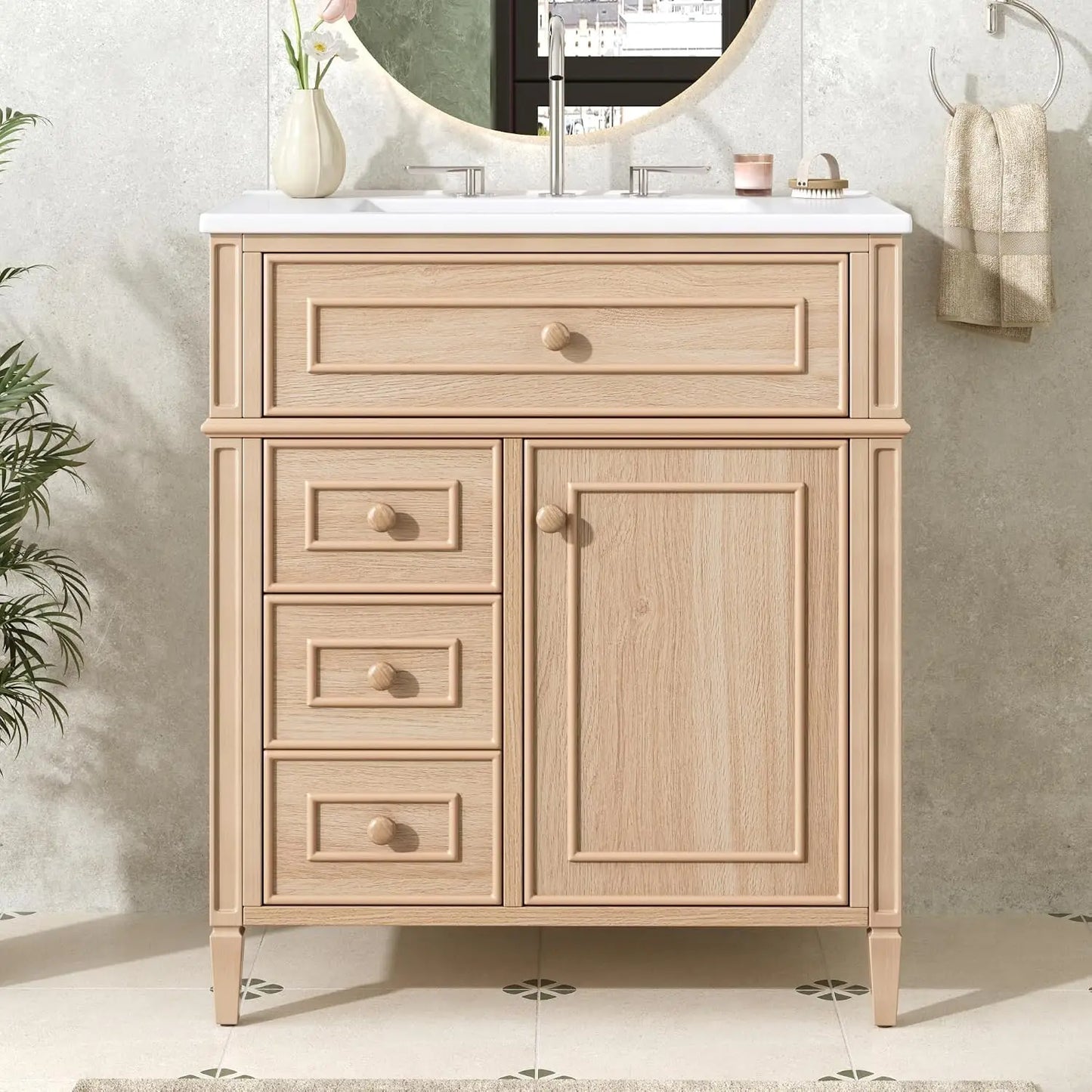 Wood Bathroom Vanity With Sink Set Modern Custom Single Vanity