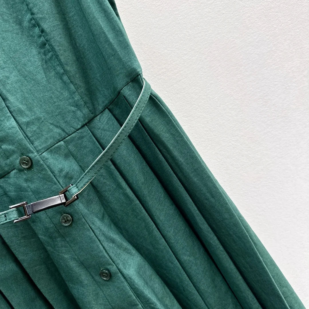 Women Sleeveless Round Neck Button Linen Cotton Spring Summer Dress