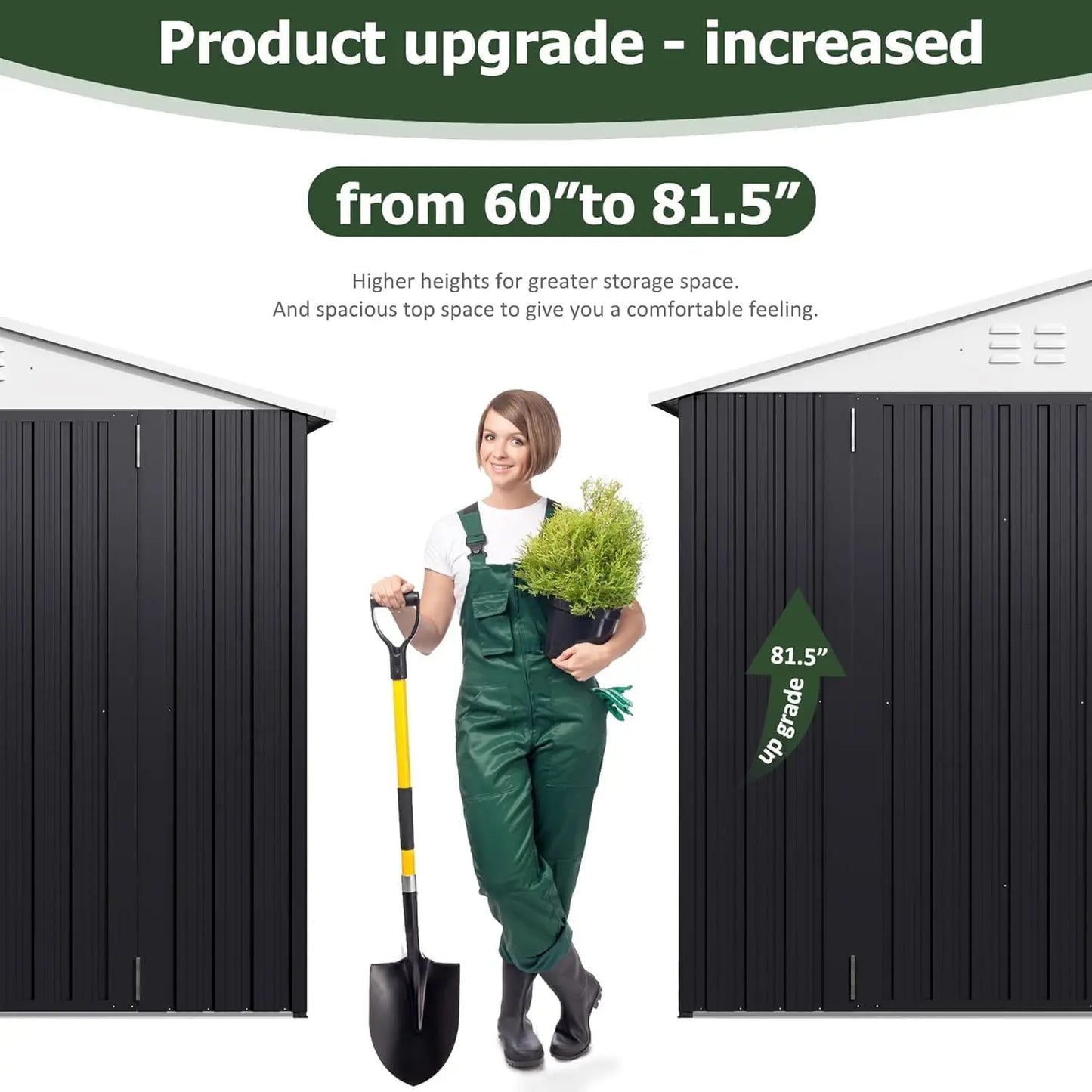 Outdoor Metal Storage Shed With Lockable Doors And Upgraded Frame