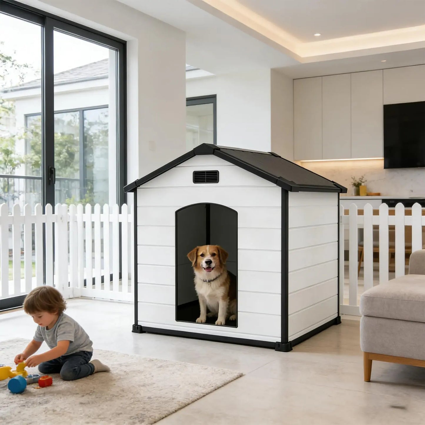 Outdoor Waterproof Insulated Dog Kennel With Elevated Floor