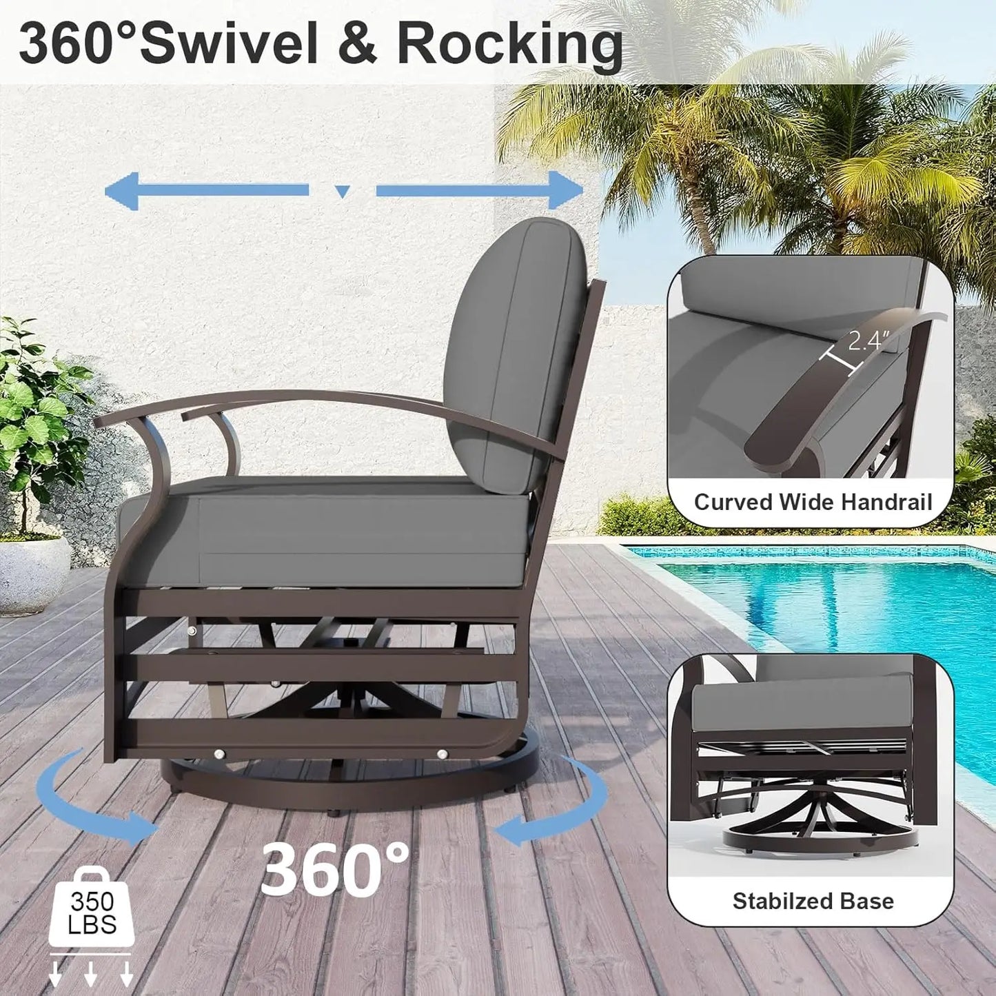XIAOLANG Aluminum Patio Furniture Set With Propane Fire Pit